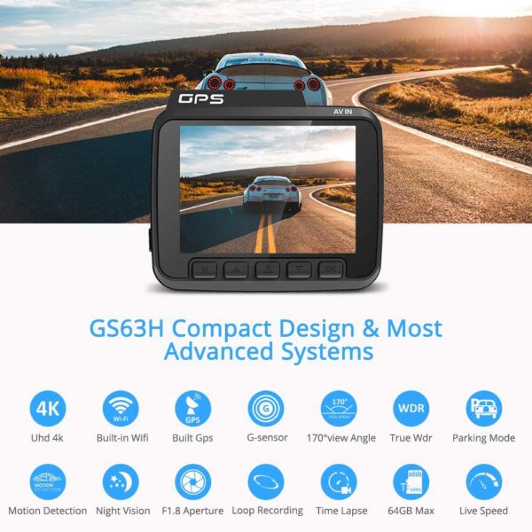 Portable 4K 2160P Dual Lens Dashcam with G-Sensor - Image 2