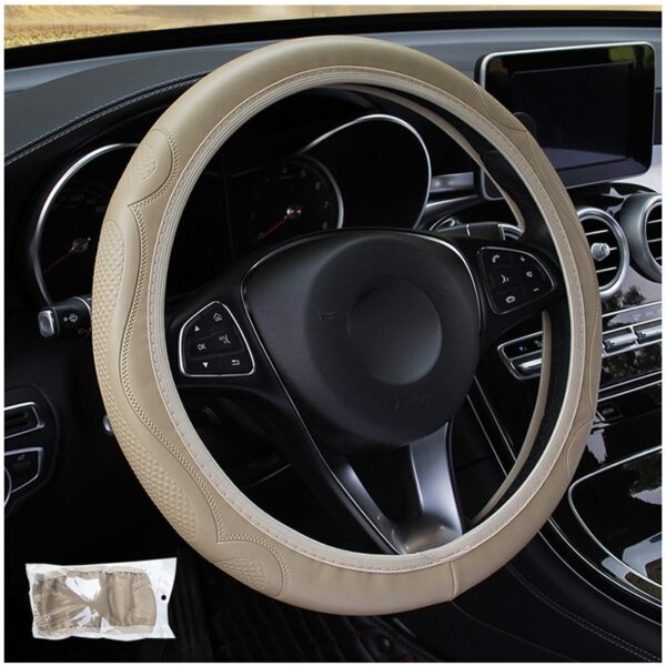 Anti-Slip PU Leather Car Steering Wheel Cover - Image 3